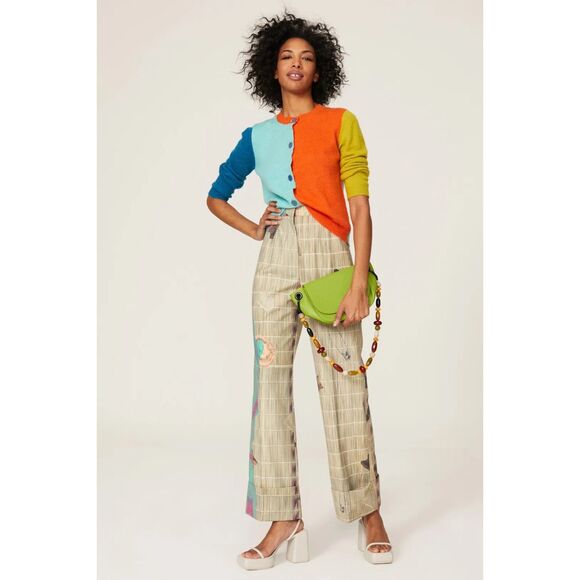 Simon Miller Didi Colorblock Cardigan Sweater in Blue, Orange & Yellow Size L - Picture 2 of 14